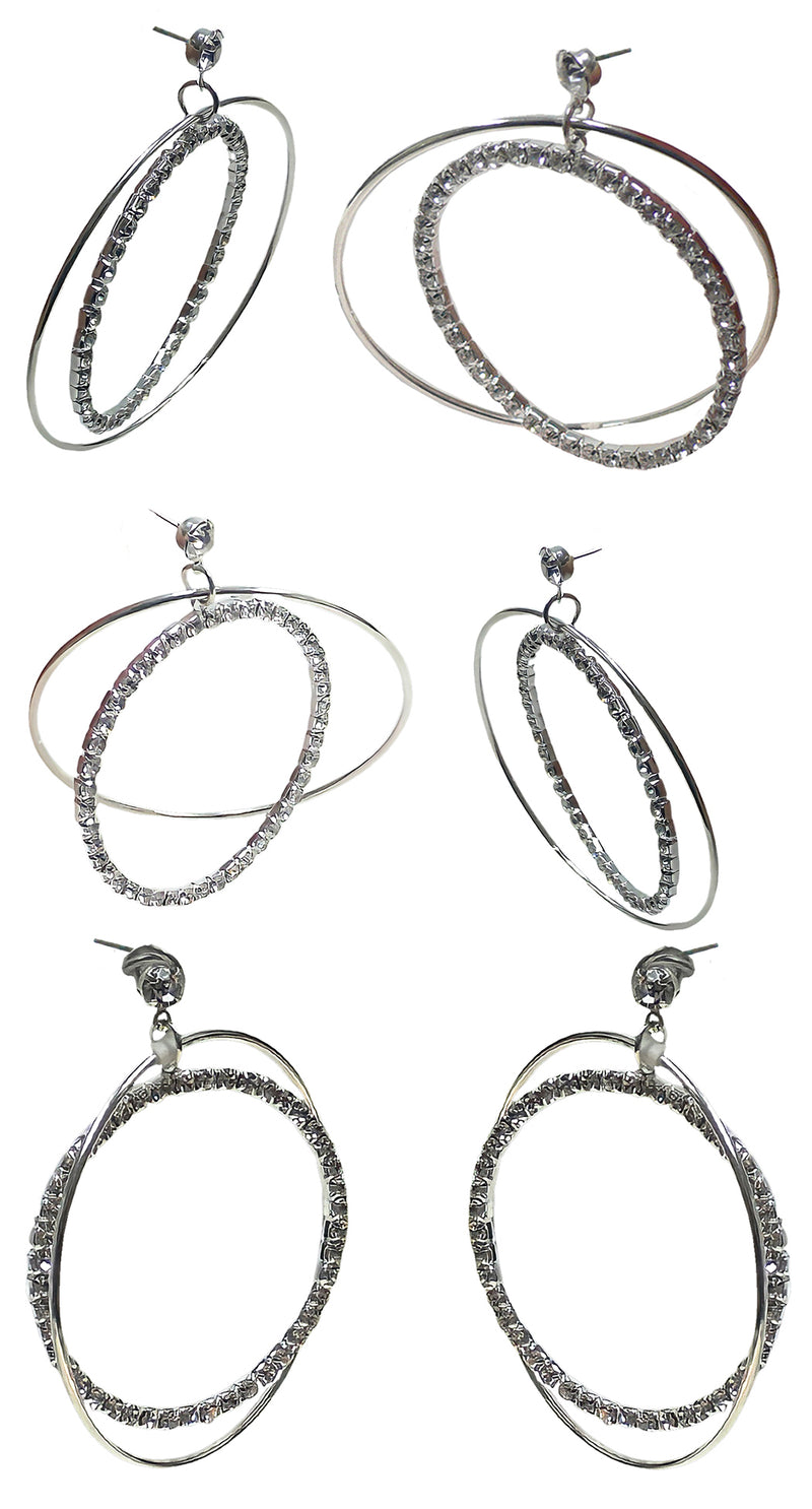 Brand jcgy Set of 2 & Set of 3 Crystal Double Hoops Earrings Movement Earrings AD89800-8131-2/3