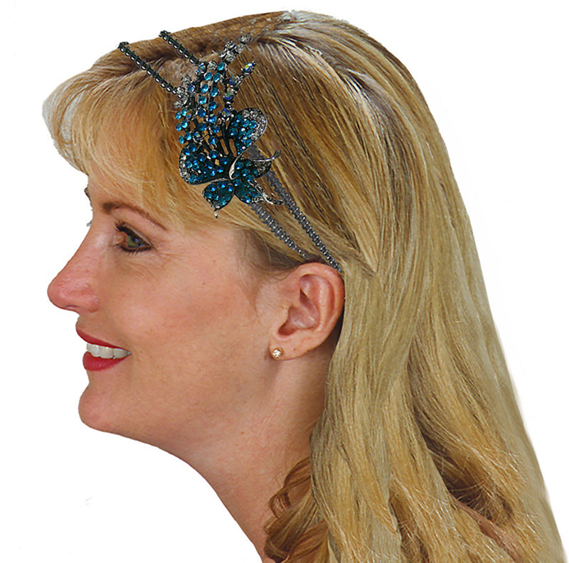 Crystal Flower Headbands in Set of 2, Set of 3, Set of 4 Metal Hair Bands U86121-0121-2-3-4