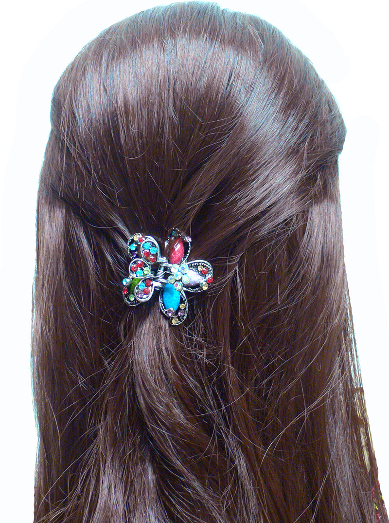 Small Round Metal Hair Claws Colorful and Sparkly U86480-0185