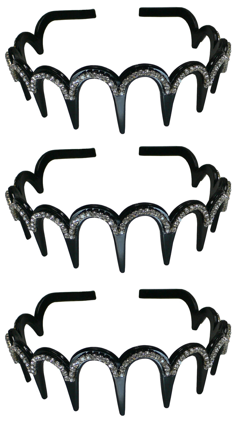 Crystal Headband/Tiara, Crystal White on Light Weight Plastic Black Trim U86010-0206