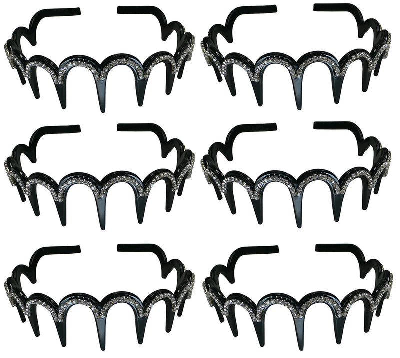 Crystal Headband/Tiara, Crystal White on Light Weight Plastic Black Trim U86010-0206