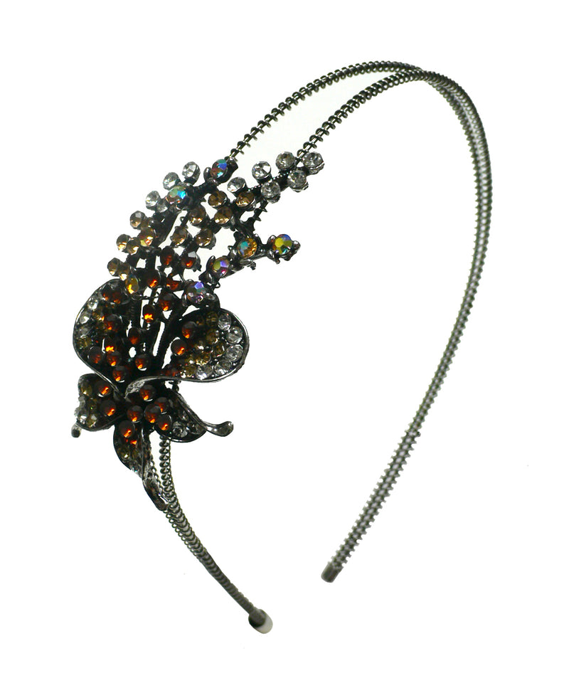 Crystal Flower Headband Resilient Wire Metal Hair Band U86121-0121