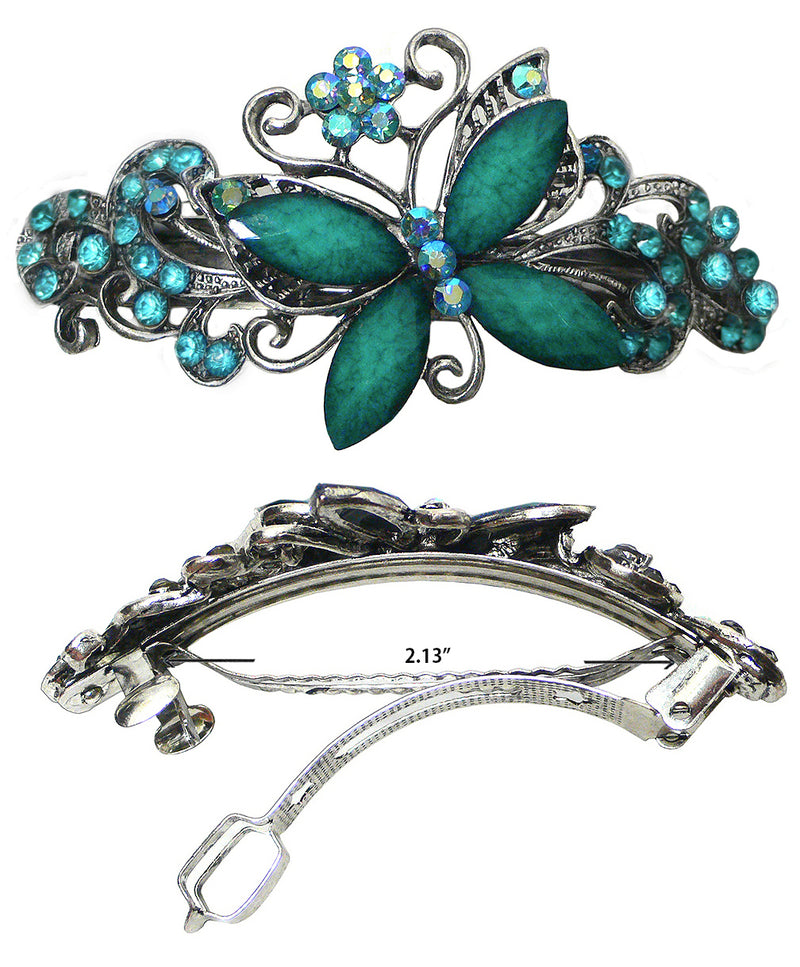 Bella Large Butterfly Barrette Sparkly Crystals French Clasp Hair Clip U86800-0053