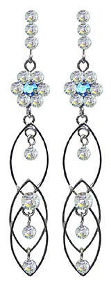 Long Dangle Earrings, silver tone, Screw-ON - 1A89550-7 Clip-on