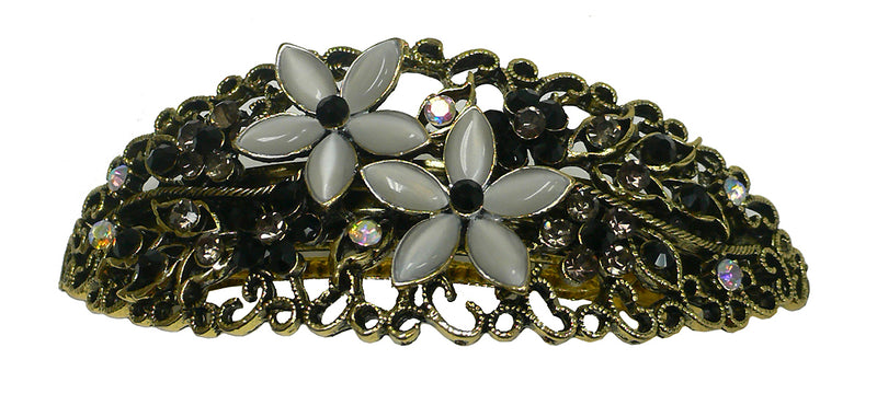 Bella Oval Barrette with Catseyes and Crystals