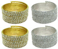 Set of 3&4 Brand JCGY Crystal Spiral Bracelets 8 Strands of Crystal Spirals Bridal, Parties 5614-3&