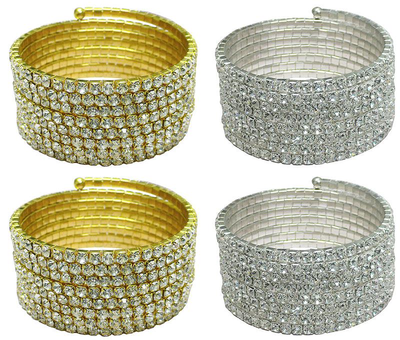 Set of 3&4 Brand JCGY Crystal Spiral Bracelets 8 Strands of Crystal Spirals Bridal, Parties 5614-3&