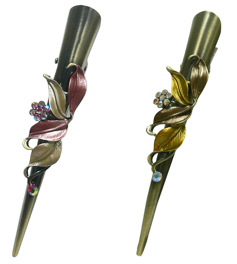 Bella Set of 2 Flower Alligator Clips Beakclips Duckbill Hairclips YY86155-1-2