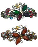 Bella Set of 2 Large Butterfly Barrettes Sparkly Crystals French Clasp U86800-0053-2