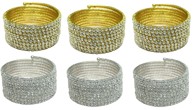 Set of 6 & Set of 8 Brand jcgy Crystal Spiral Bracelet 8 Strands Crystal Spirals Bridal,  Parties 5614-6-8