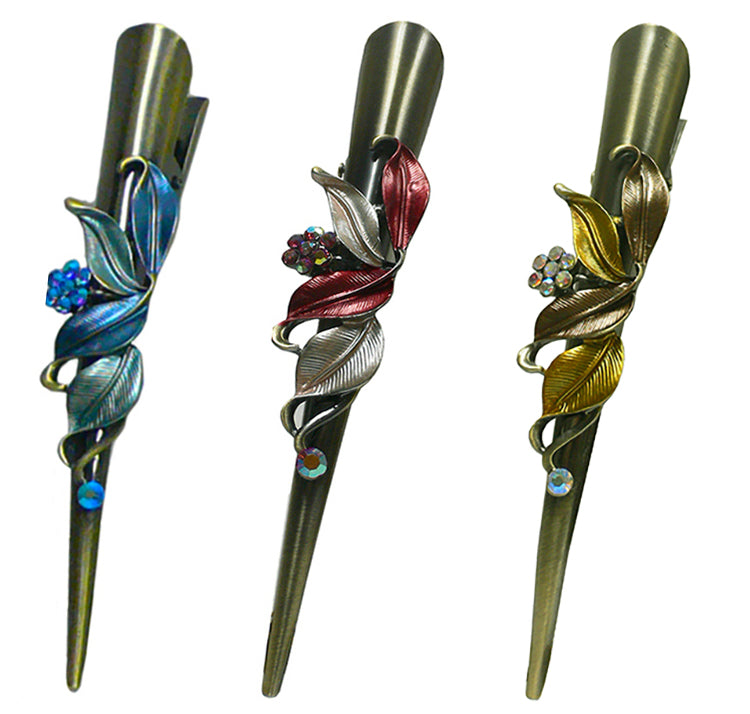 Bella Set of 3 Flower Alligator Clips Beakclips Duckbill Hairclips YY86155-1-3