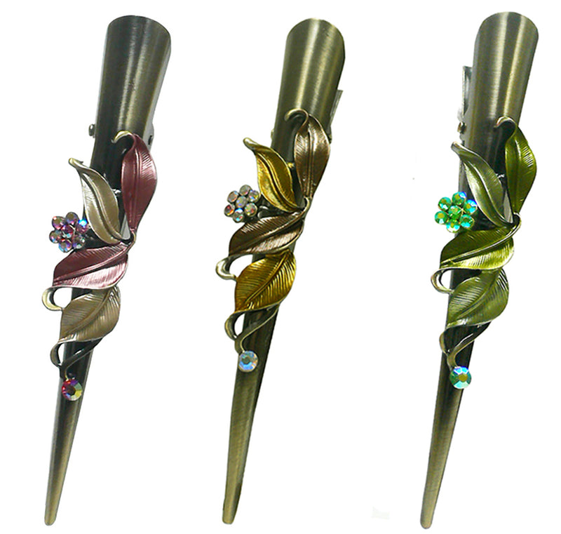 Bella Set of 3 Flower Alligator Clips Beakclips Duckbill Hairclips YY86155-1-3