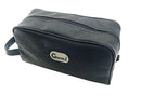 Men's Toiletry Bag Leather Look-Alike Black Vinyl Fully Lined Inside Pocket 37112