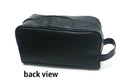 Men's Toiletry Bag Leather Look-Alike Black Vinyl Fully Lined Inside Pocket 37112