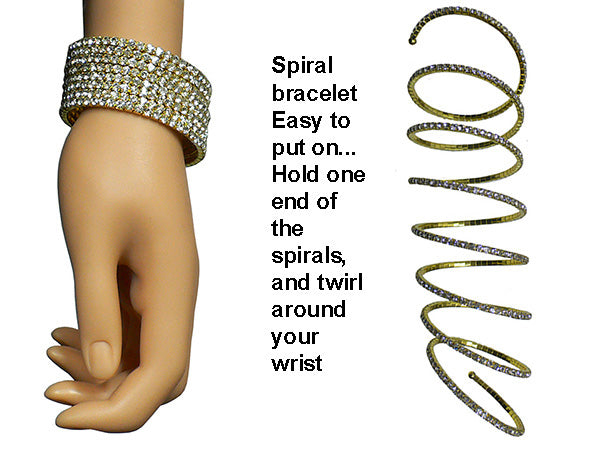 Set of 3&4 Bella Crystal Spiral Bracelets 8 Strands of Crystal Spirals Bridal, Parties 5614-3&4