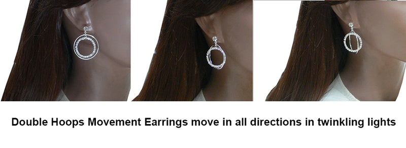 Set of 6 Brand jcgy Crystal Double Hoops Earrings Movement Earrings AD89800-8131-6