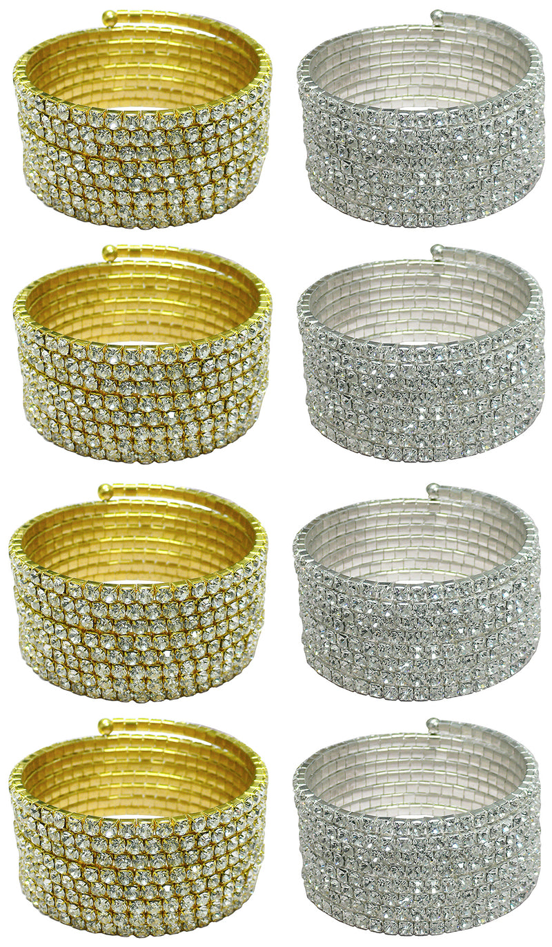 Set of 6 & Set of 8 Brand jcgy Crystal Spiral Bracelet 8 Strands Crystal Spirals Bridal,  Parties 5614-6-8