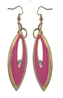 Oval Dangles Gold Tone Hot Pink Color U89150-4405