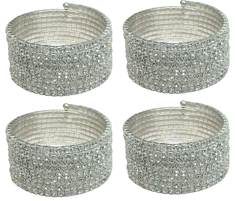 Set of 3&4 Brand JCGY Crystal Spiral Bracelets 8 Strands of Crystal Spirals Bridal, Parties 5614-3&