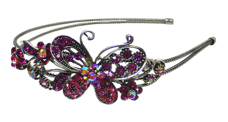 Crystal Butterfly Headband Double Metal Wire Hairband U86121-0124