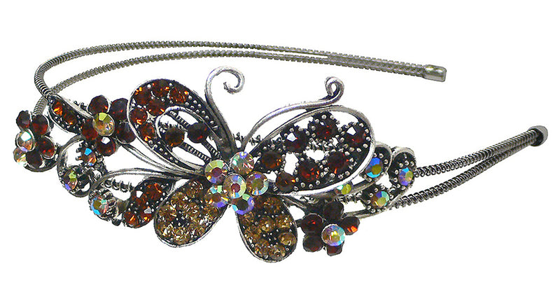 Crystal Butterfly Headband Double Metal Wire Hairband U86121-0124