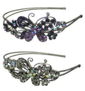 Crystal Butterfly Headband Double Metal Wire Hairband U86121-0124