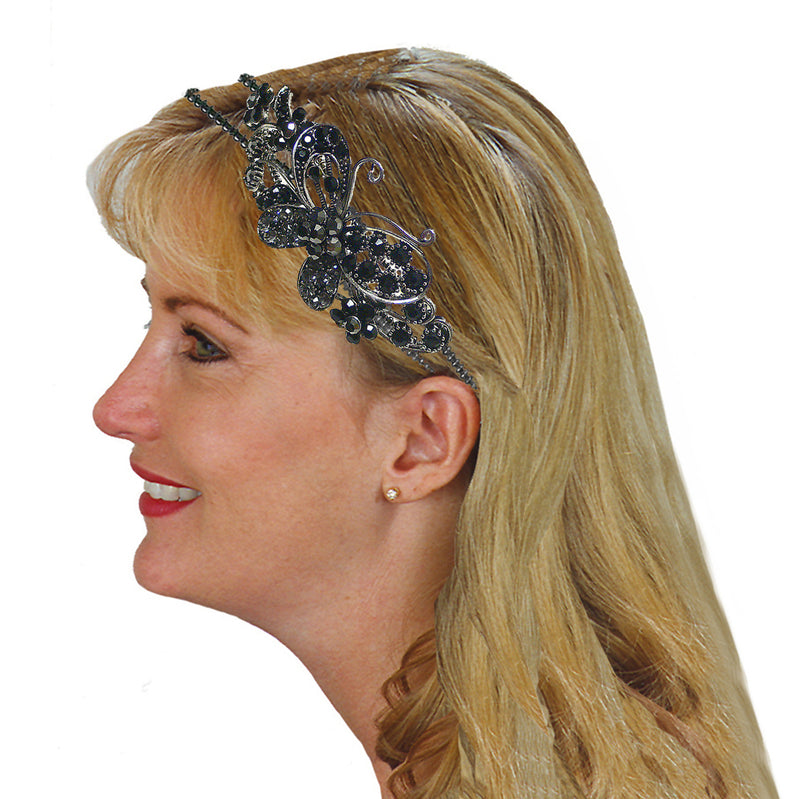 Crystal Butterfly Headband Double Metal Wire Hairband U86121-0124