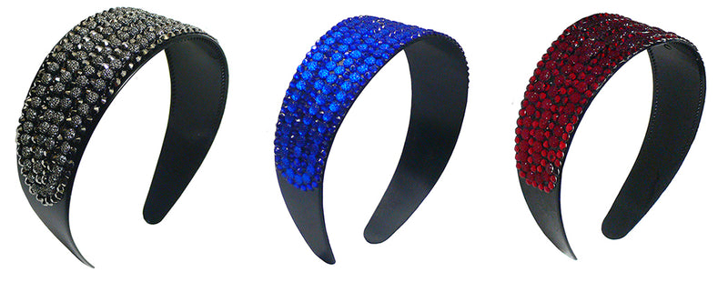 Set of 3 and Set of 6 Wide Band Plastic Bling Bling Headband 2" Wide at Center NI86012-24611-3and6