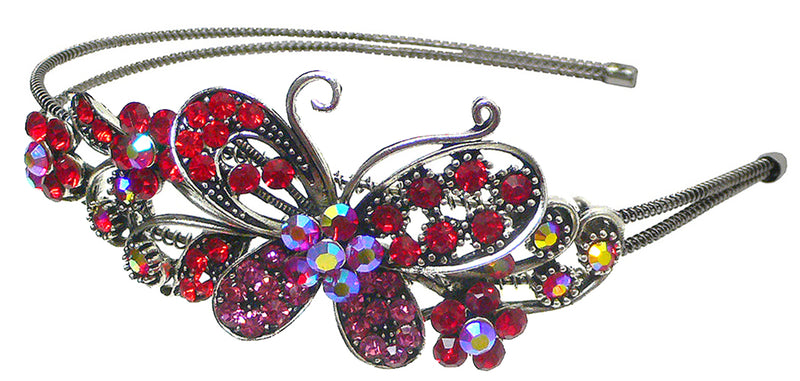 Crystal Butterfly Headband Double Metal Wire Hairband U86121-0124