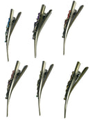 Bella Set of 6 Metal Flower Alligator Beakclips, Duckbill Hairclips YY86155-1-6