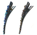 Set of 2 Crystal Metal Alligator Hair Clips Duckbill Hairclips Beak Clips YY86110-1-2