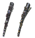 Set of 2 Crystal Metal Alligator Hair Clips Duckbill Hairclips Beak Clips YY86110-1-2