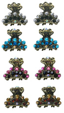 Set of 8 Mini Jaw Clips,  Tiny Bling Hair Claws Antique Gold Plating,  LPW86425-1-8