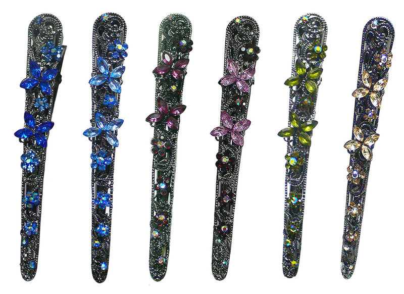 Crystal Alligator Clip Decorated w. Sparkly Stones NM86110-1-6