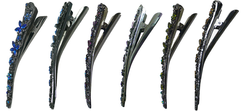 Crystal Alligator Clip Decorated w. Sparkly Stones NM86110-1-6