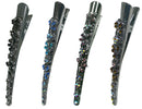 Set of 3 & Set of 4 Crystal Metal Alligator Hair Clips Duckbill Beak Clips YY86110-1-3&4