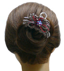 Bella Metal Jaw Clip Ribbon and Flower Antique Silver Plating RW86410-6207