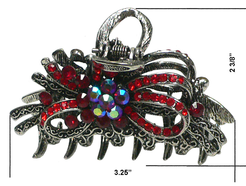Bella Metal Jaw Clip Ribbon and Flower Antique Silver Plating RW86410-6207