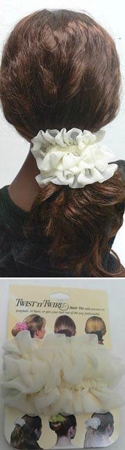 Twist 'n' Twirl Hair Tie for Thick or Thin Hair 79313cremewht