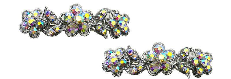 Bella Pair of Small Flower Barrettes for Thin Hair Women and Young Girls U86250-1338