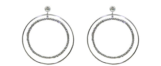 Brand jcgy Crystal Double Hoops Earrings Crystal Silvery White Movement Earrings AD89800-8131