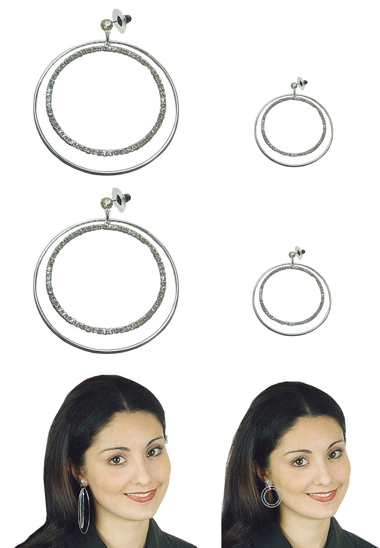 Brand jcgy Set of 2 & Set of 3 Crystal Double Hoops Earrings Movement Earrings AD89800-8131-2/3