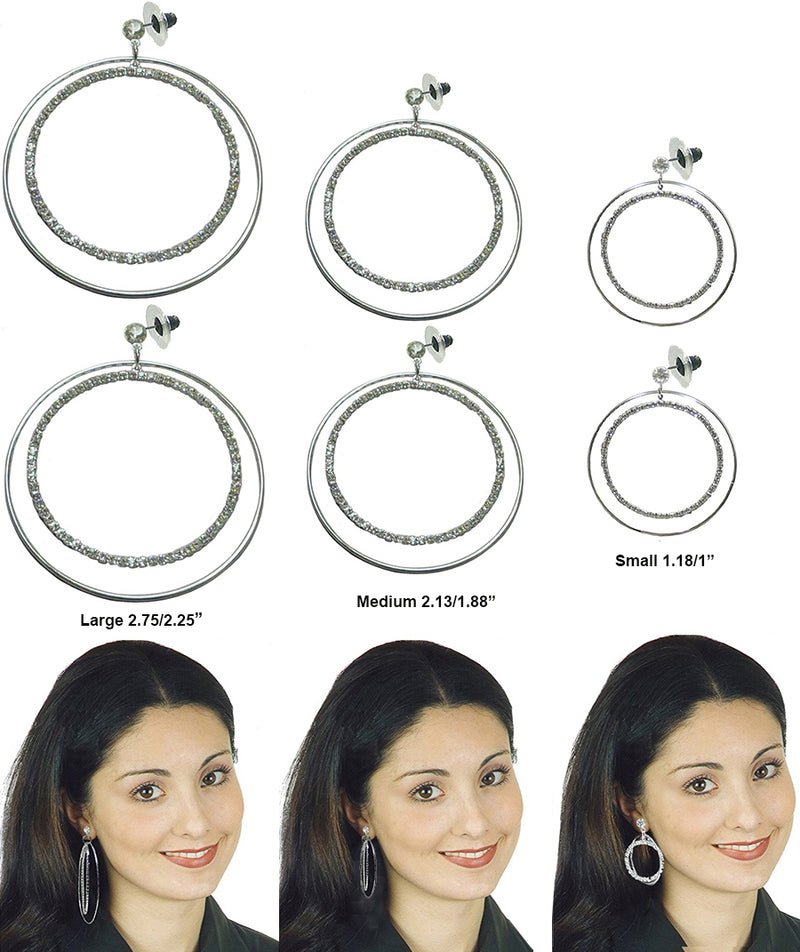 Set of 6 Brand jcgy Crystal Double Hoops Earrings Movement Earrings AD89800-8131-6