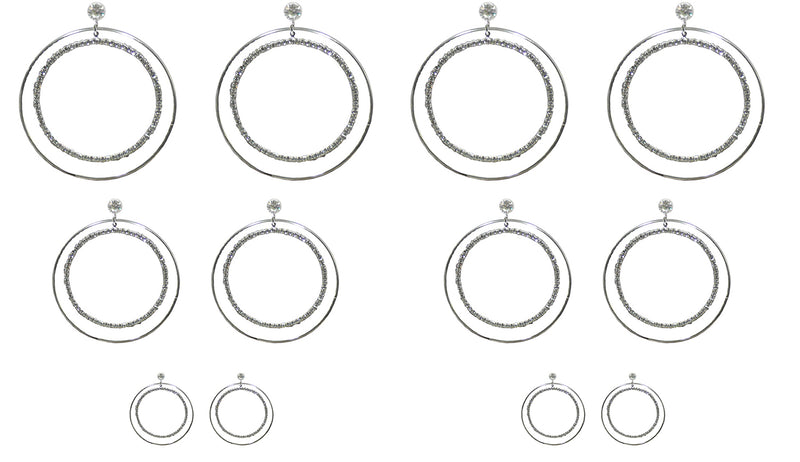 Set of 6 Brand jcgy Crystal Double Hoops Earrings Movement Earrings AD89800-8131-6