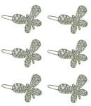 Bella Pair of Butterfly Snap Clip Barrettes Crystal Little Girls Hair Clips U86175-1747-pr