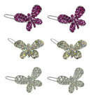 Bella Pair of Butterfly Snap Clip Barrettes Crystal Little Girls Hair Clips U86175-1747-pr