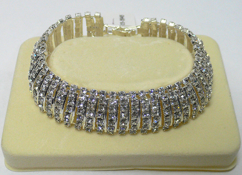 Bracelet5945 Bella Crystal Band Bracelet with 300 Crystal White Crystals AD83015-5945