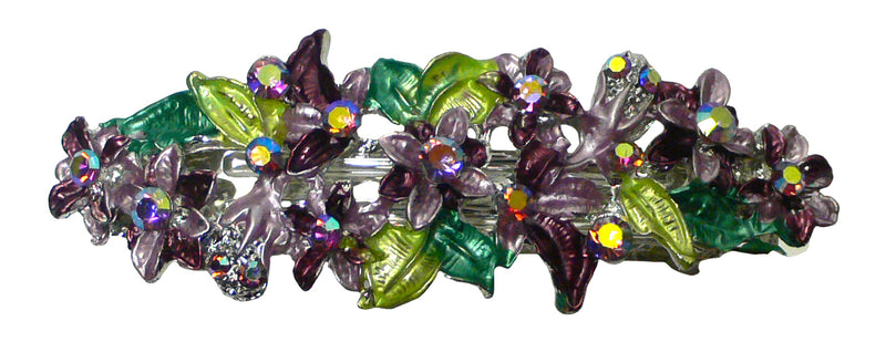 Bella Crystal Flower Barrette Metal French Clip Hair Clip