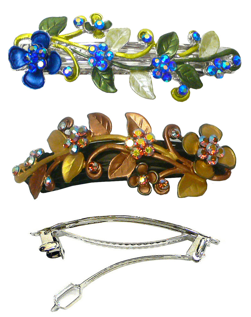 Crystal Flower Barrette, Lovely Design of Flower and Leaves