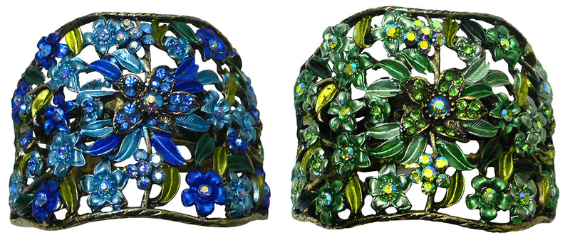 Set of 2 Bella Crystal Flower Hair Holder Barrette for High, Low Ponytail